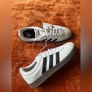 Adidas Men's White and Black Striped Sneakers